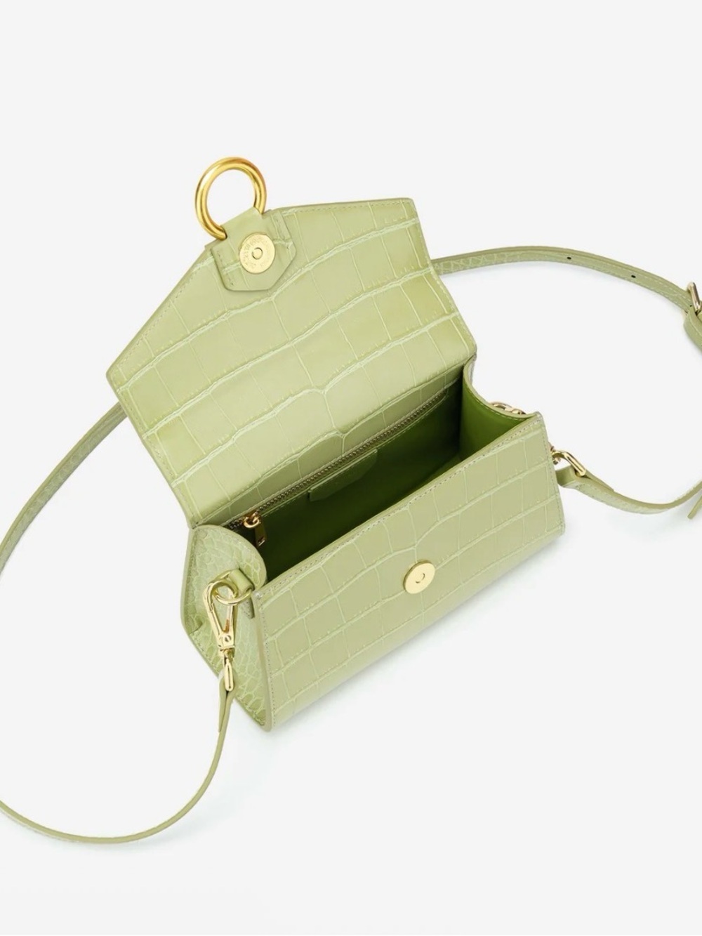 JW Pei | Green Croc Top Handle Crossbody Mini Bag - Picture 2 of 12